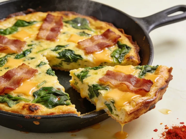 Keto frittata ze szpinakiem