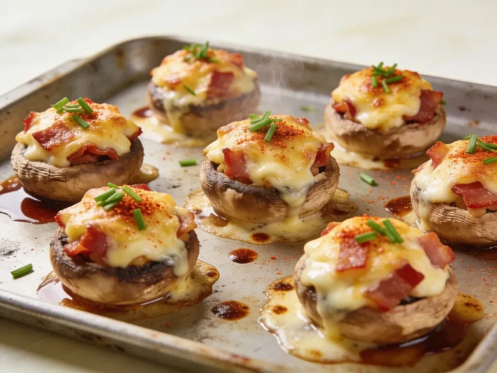 Keto faszerowane pieczarki z boczkiem i serkiem