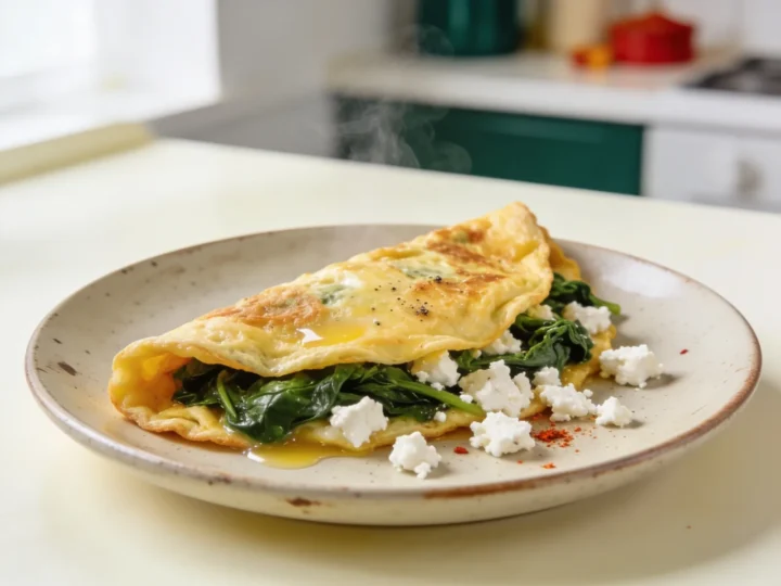 Omlet ze szpinakiem i fetą