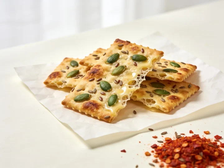 Keto chipsy z parmezanu, pestek dyni i siemienia